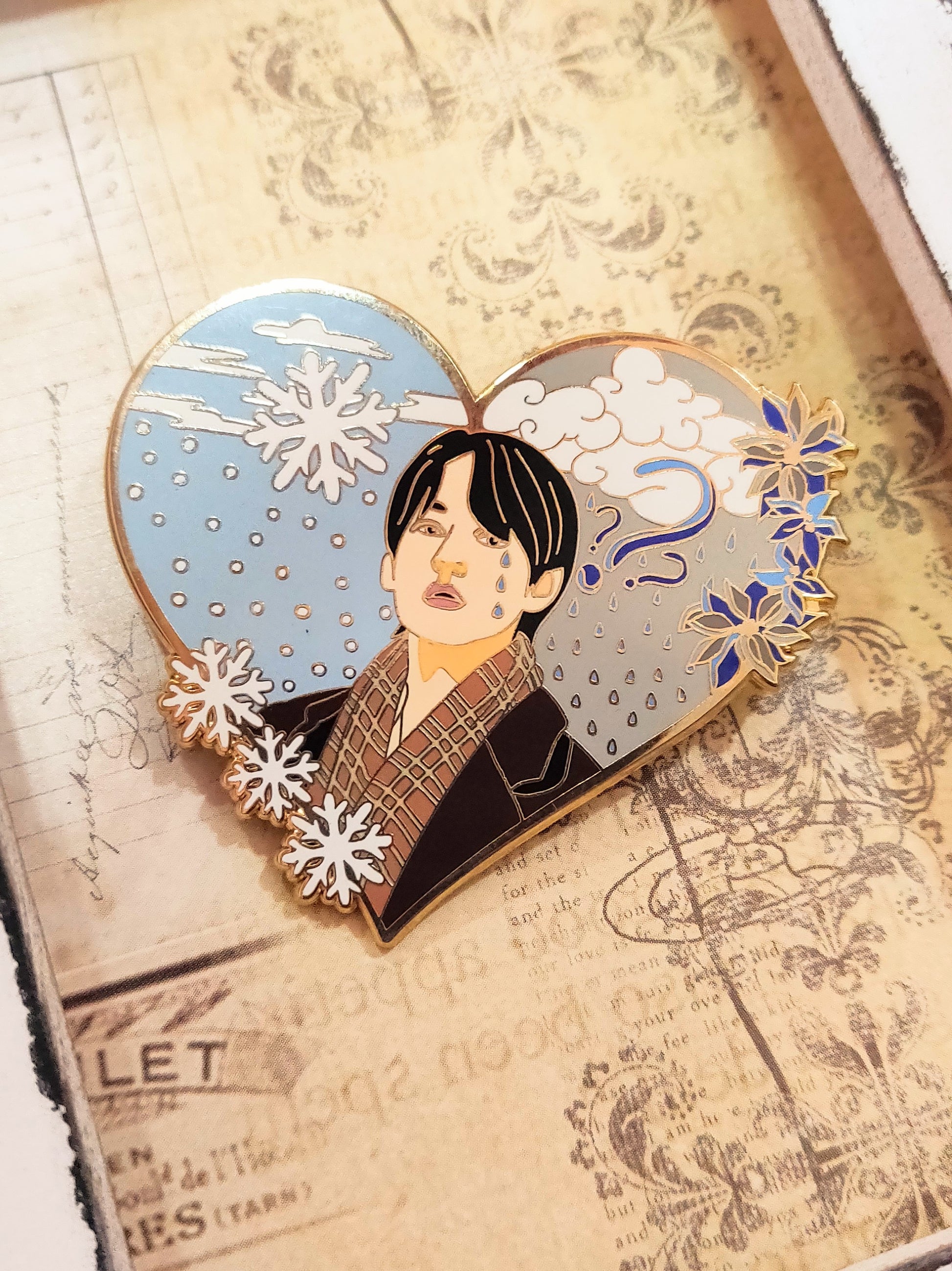 Taehyung Blue & Grey Pin