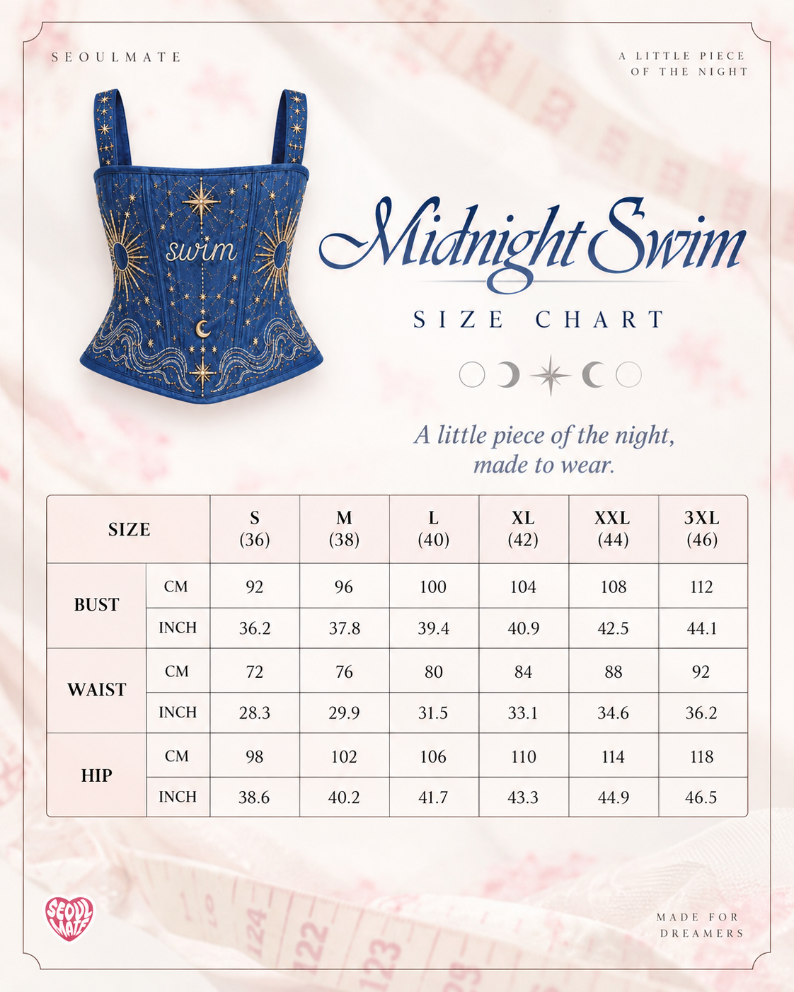 BTS Midnight Swim Corset (Plus Sizes Available)
