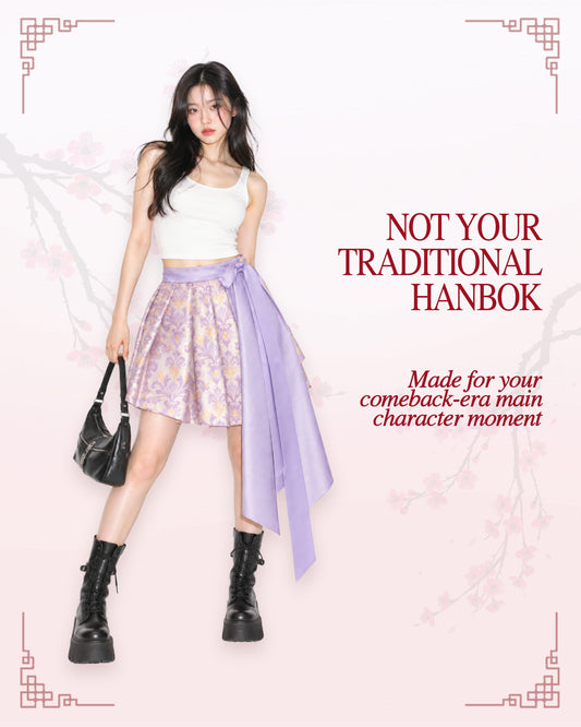 BTS Arirang Purple Modern Hanbok Short Skirt (Plus Size Available)